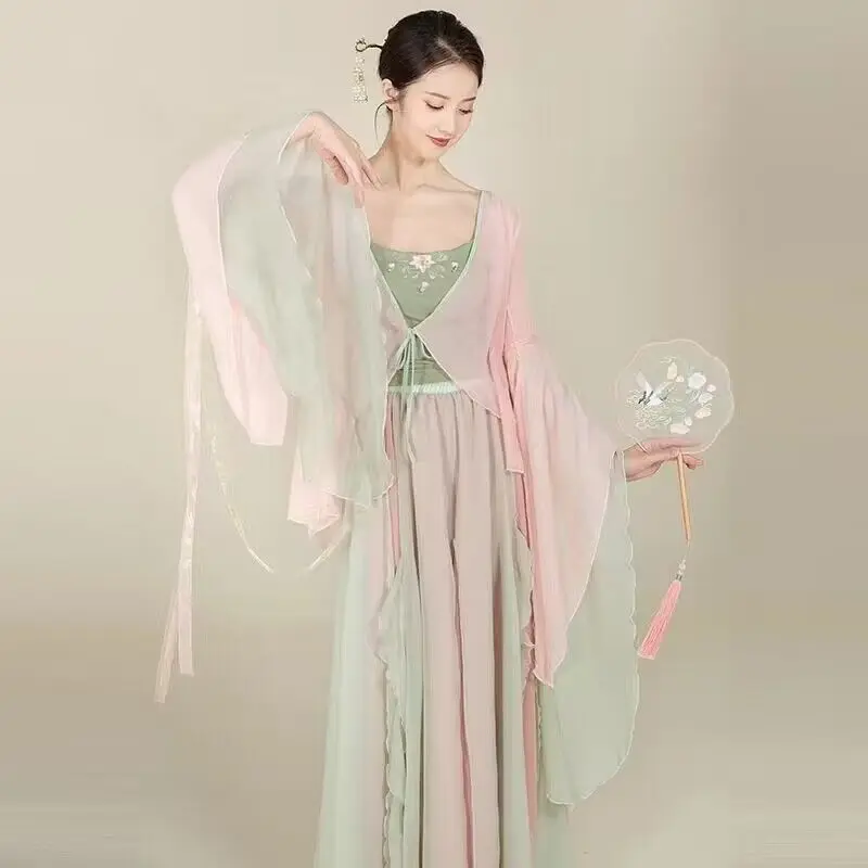 Classical dancer performance costumes chiffon cardigan practice dance clothes body rhyme long outer Chinese style folk dance