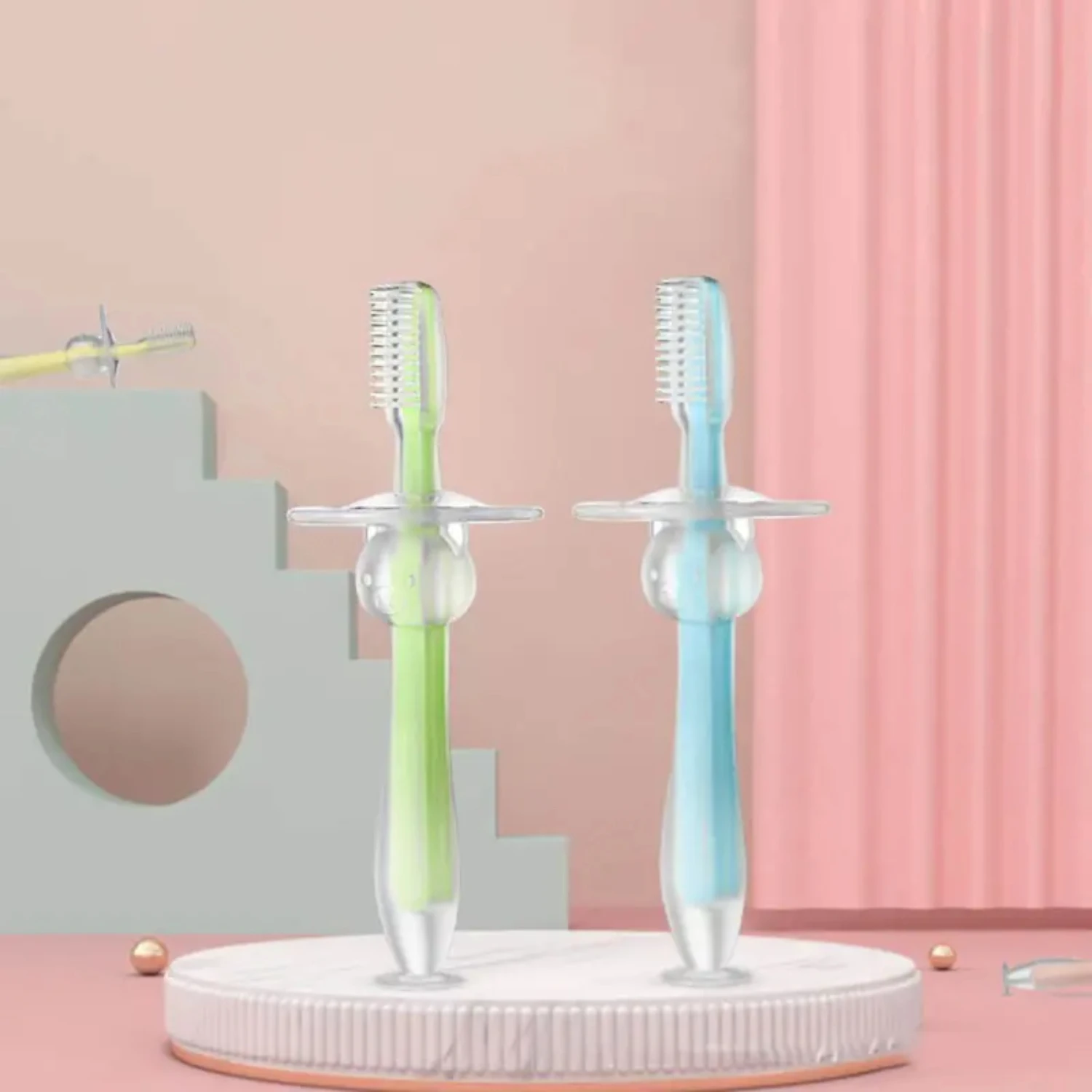 Toothbrush Children 360 Degree Child Toothbrush, Teethers Brush Silicone Kids Teeth Oral Care Cleaning Toothbrush Teething baby