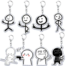 Funny Meme Stickman Keychain for Women Accessories Middle Finger Line Art Stick Figures Pendant Keying Jewelry Friends Fans Gift