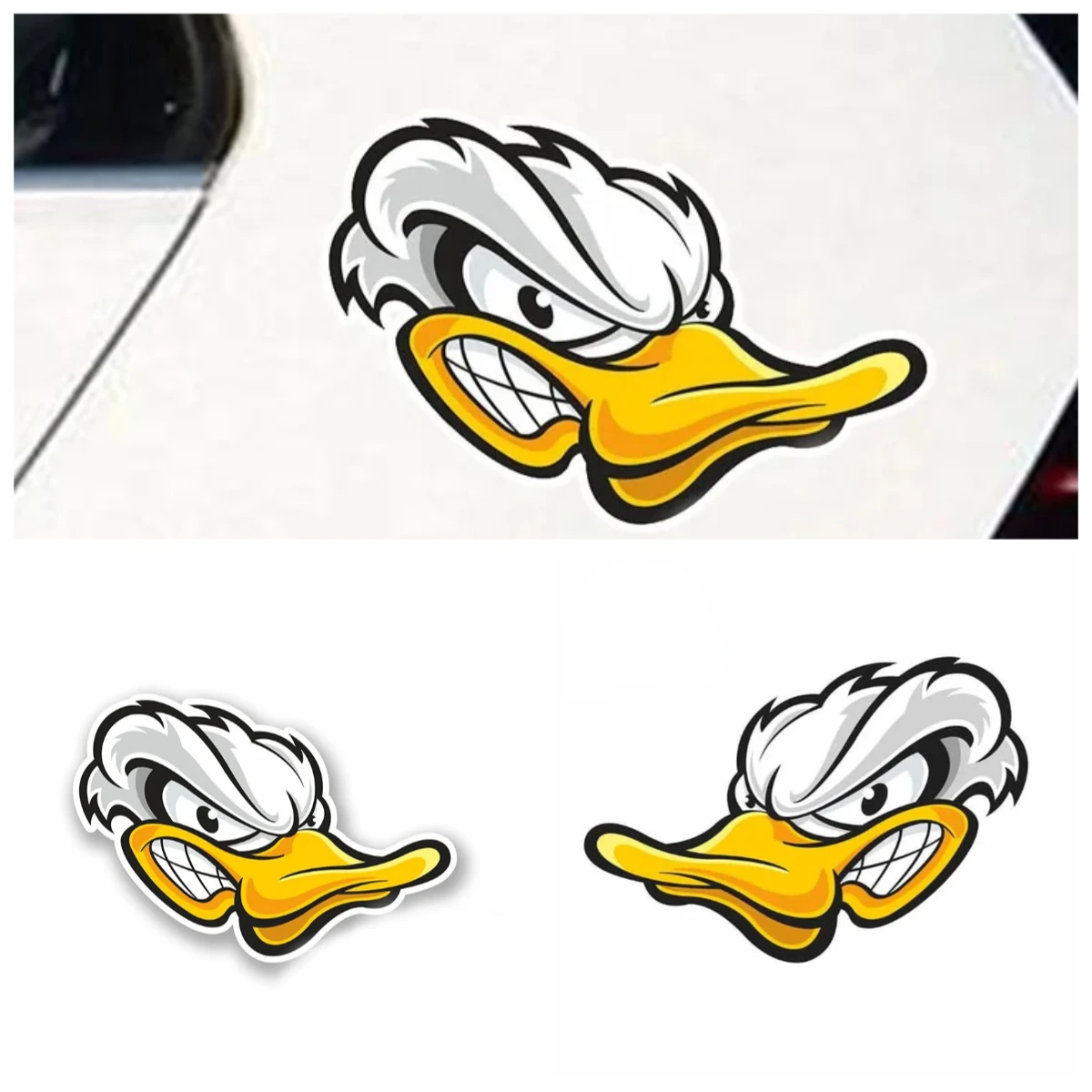 

Angry White Duck Cartoon Car Stickers Funny Decal for Bumper Trunk Truck Graphics