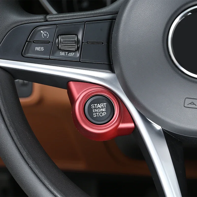 Per Alfa Romeo Giulia Stelvio 2017-2019 Interni auto One-key Start Decorazione Anello di copertura Stick Accessori interni auto