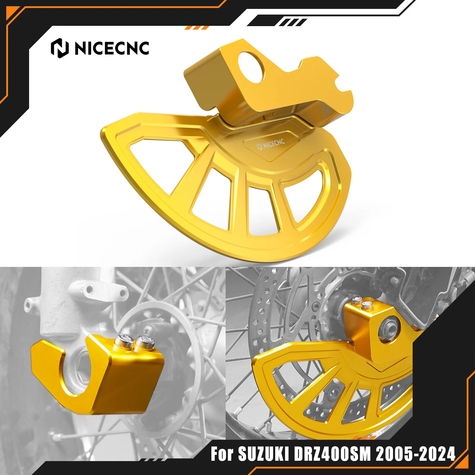 

NICECNC For Suzuki DRZ 400SM DR-Z 400 SM DRZ400SM 2005-2024 Front Brake Disc Guard Fork Shoe Cover Protector Aluminum 2023 2022