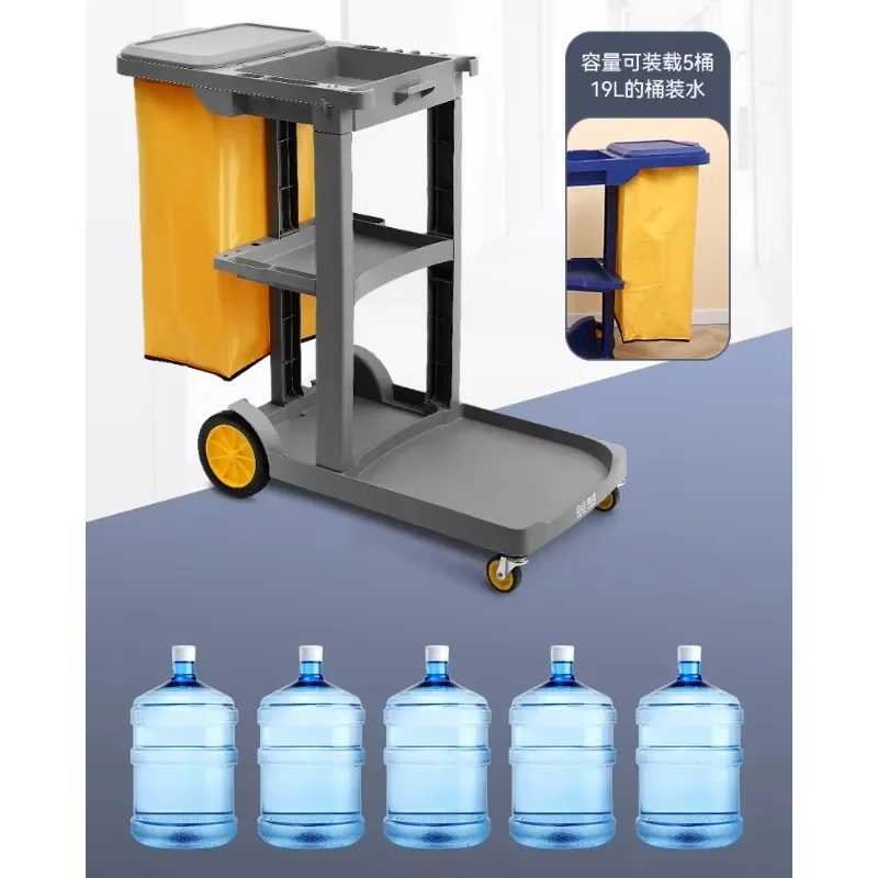 عربة تنظيف البراغي البلاستيكية التجارية متعددة الوظائف مع غطاء للفندق والمطعم #2