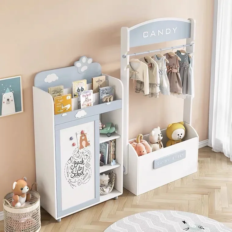 Children Combination Locker Storage Cabinet Bedroom Closet Wardrobe Stand Hanger Cabinet