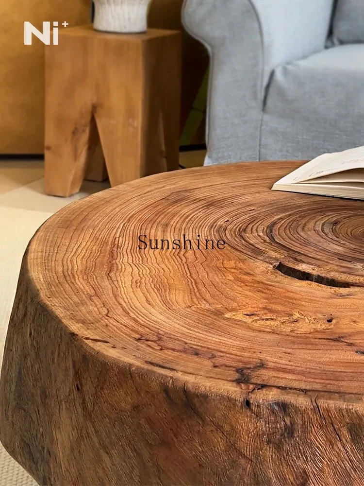 Mesa de centro redonda medieval francesa de madera maciza hotel B & B