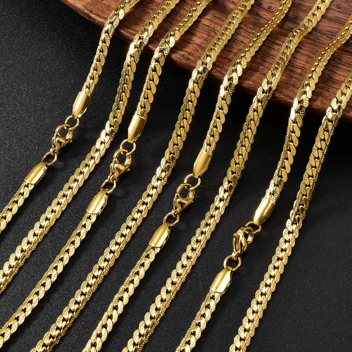 Slim Flat Herringbone Choker Stainless Steel Neck Snake Chain Anti Fade Stackable Unisex Punk Jewelry Present For Women Men