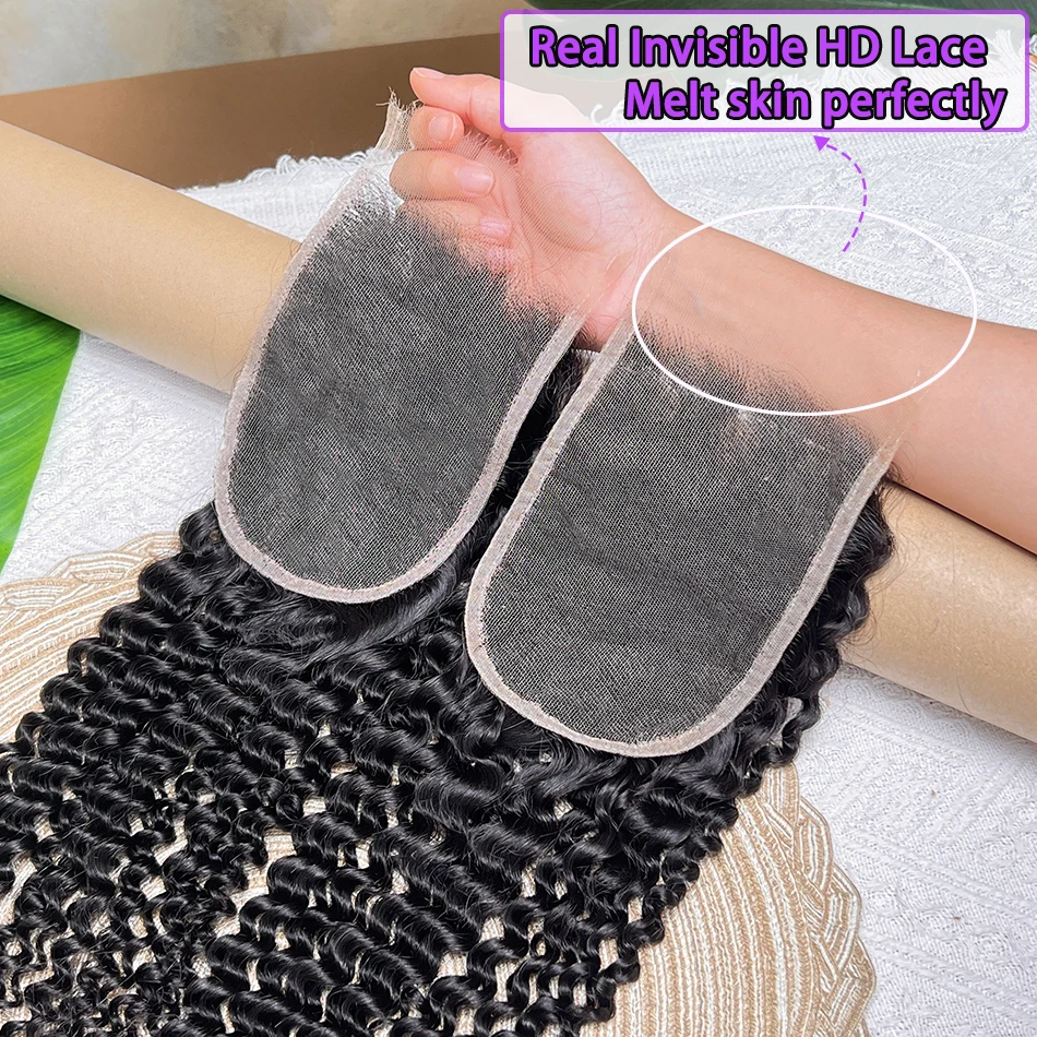 4x6 HD غير مرئية الدانتيل إغلاق غريب شعر بشري مجعد قبل قطعها ابيض عقدة اللون الأسود الطبيعي 100% الخام شعر بشري لعذراء