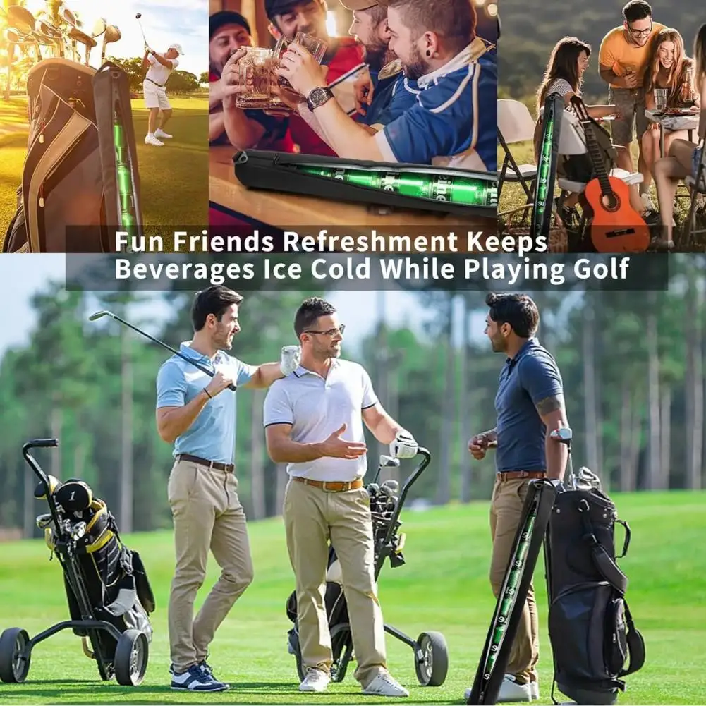 Insulated Beverage Carrier Insulated Golf Beer Cooler Bag with 7-can Sleeve Waterproof Oxford Cloth Shoulder Bag for Outdoor