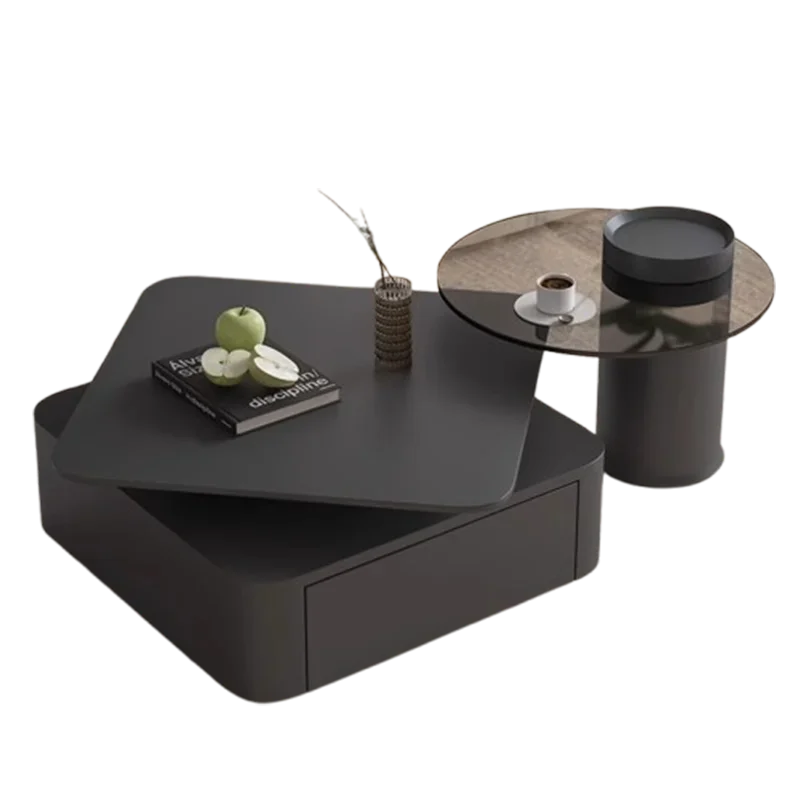 

Clear High End Coffee Table Apartment Black Side Italian Household Coffee Table Square Luxury Mesa Centro Salon Furniture Home