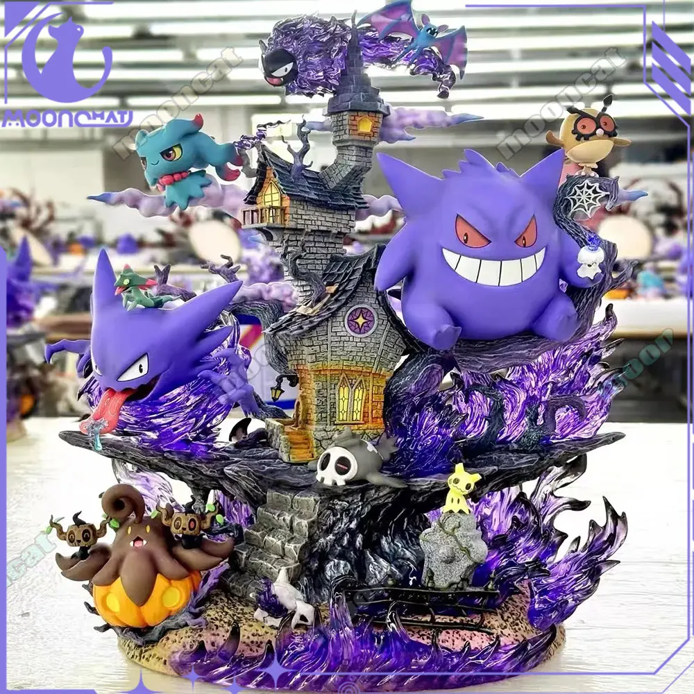 

31cm Little Elf Ghost Family Bucket Anime Figure Egg Gengar Series Figure Collection Decoration Desktop Ornament Toys Kids Gifts