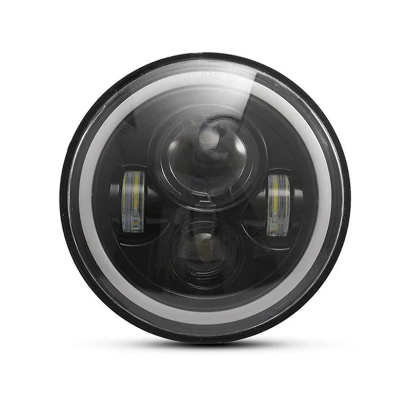 1Pcs 7 Inch Moto Car Led Headlight H4 Round Headlight with Amber Turn Signal For Jeep Wrangler JK TJ Headlamps image 2