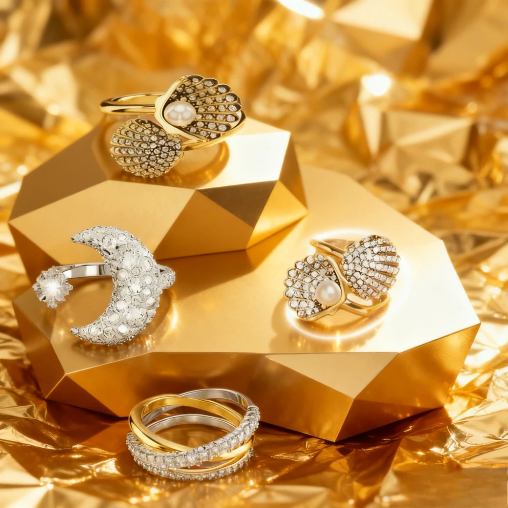 

Высококачественное модное ювелирное кольцо с цирконом и луной, модное, изысканное, простое и открытое кольцо для пар ювелирных изделий