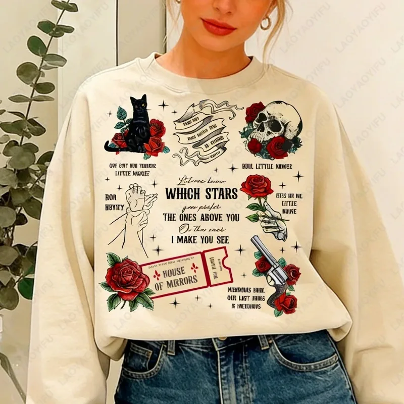 Haunting Adeline inspirado gótico adulto inverno pulôver bookish amantes presente solto retro camisola engraçado gato rosa moletom feminino