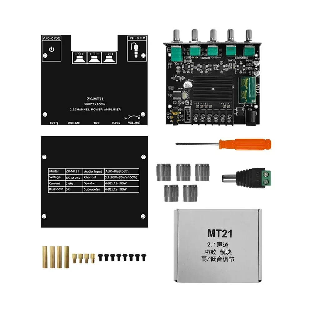 

ZK-MT21 Sound Amplifier Board with Bluetooth 2.1 Channel Bluetooth 5.0 AUX Audio Amplifier Module for Consumer Electronics