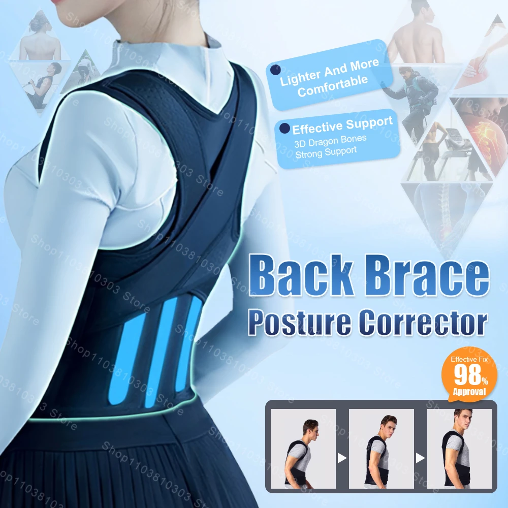 

Back Brace Posture Corrector for Women and Men, Adjustable Back Posture Correction Belt, Shoulder Straightener for Students
