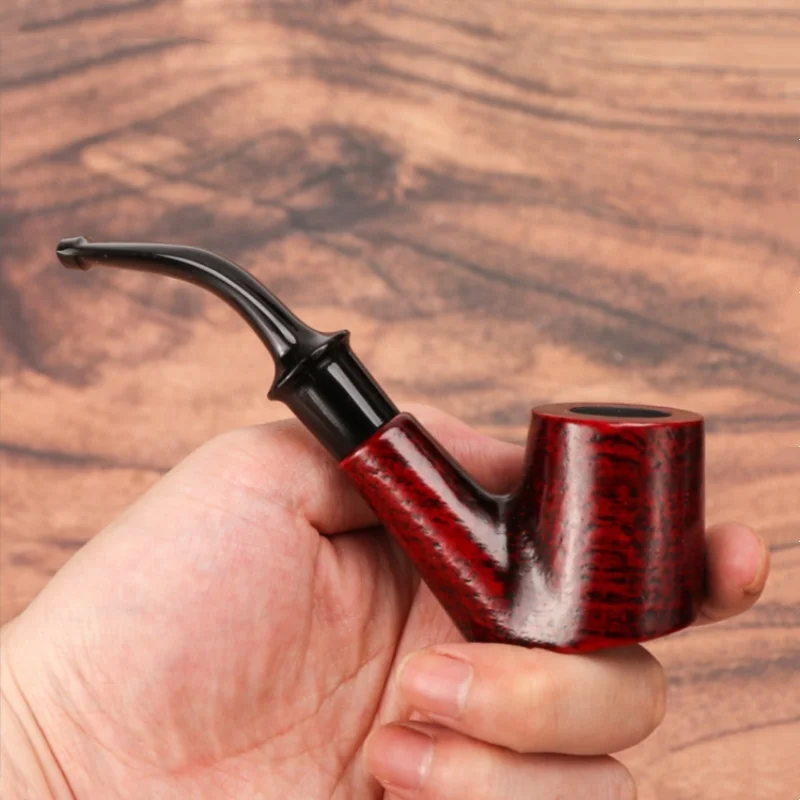 Solid Wood Pipe With A 9mm Smoke Chamber, Detachable And Curved Design, Suitable For Tobacco, Men'S Gift