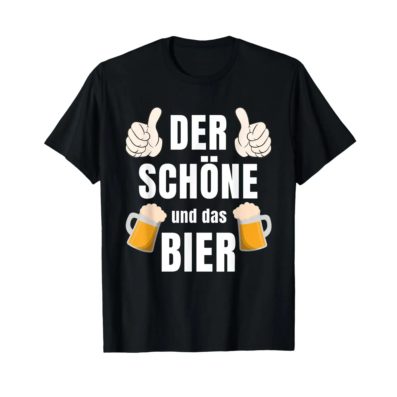 Camiseta para hombre con el lema 'Der Schöne und das Bier' (La Belleza y la Cerveza) para amantes, en alemán, estilo vintage, lavada, versátil, suave y ligeramente texturizada.