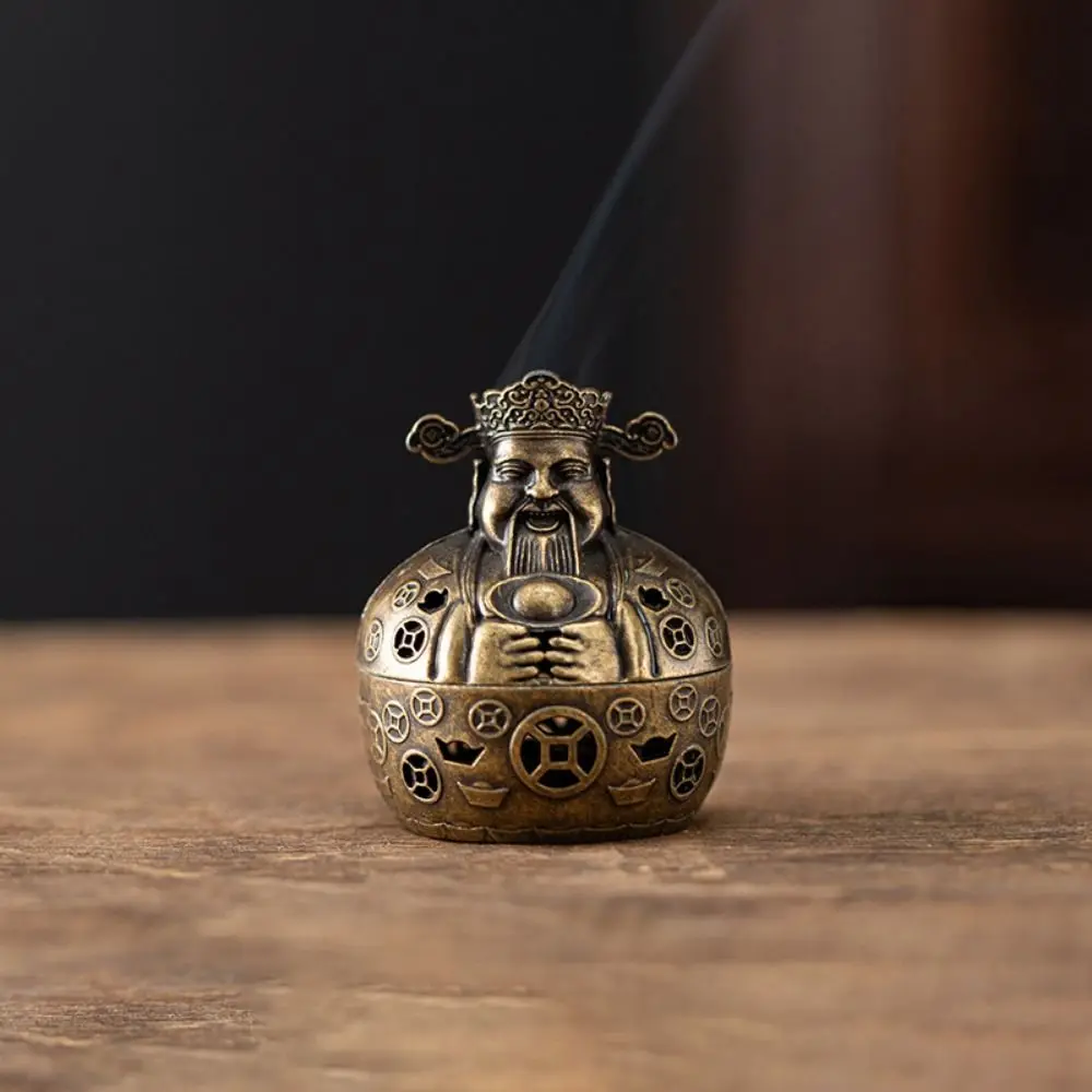 New Chinese Style Incense Burner Zinc Alloy Good Symbolism Incense Holder God of Wealth Handicraft Incense Burning
