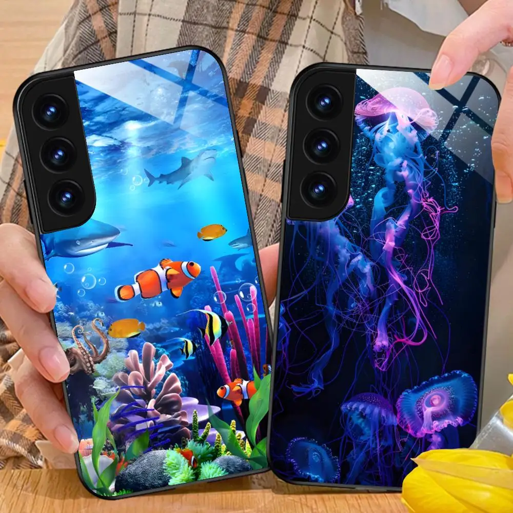 Nature Ocean Fish Phone Case for Samsung Galaxy S26 S25 S24 S23 S22 S21 S20 Note20 Plus FE Ultra Glass Protective Cover