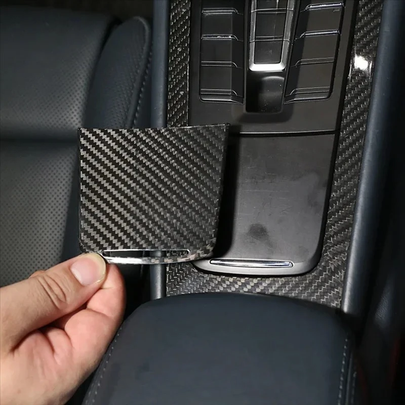 لبورشه 718 911 ريال ألياف الكربون الجافة 2012-2019 التحكم المركزي صندوق تخزين غطاء الكسوة الديكور تعديل الملحقات #4