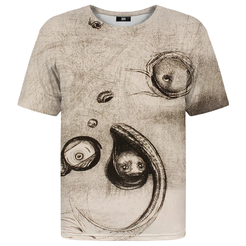 Summer Men's Abstract Gray Monster Gaphic Street Hip Hop T Shirt Casual Short Sleeve 3d Tshirts Fashion Daily Oversized Tee Tops