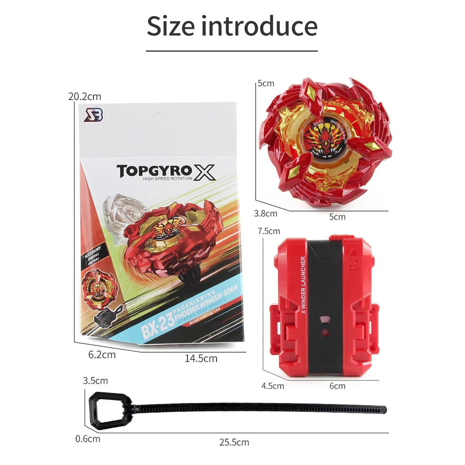 BX-23 Phoenix Wing Booster Starter with Ripcord Launcher Set BEY X