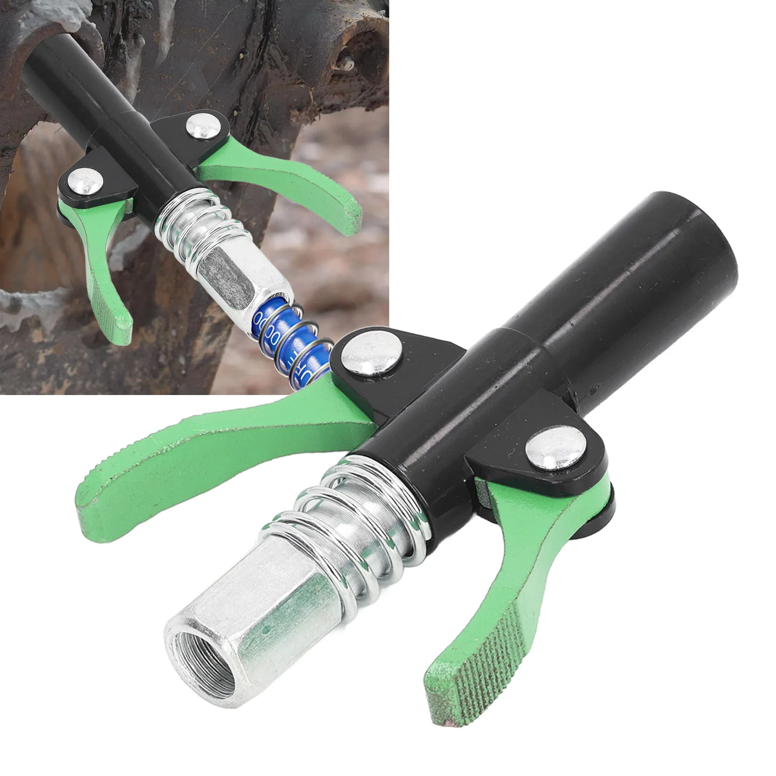 Double Handle Grease Gun Coupler High Pressure Self Locking Quick Release Locking Grease Gun Tip Oil Injection Nozzle