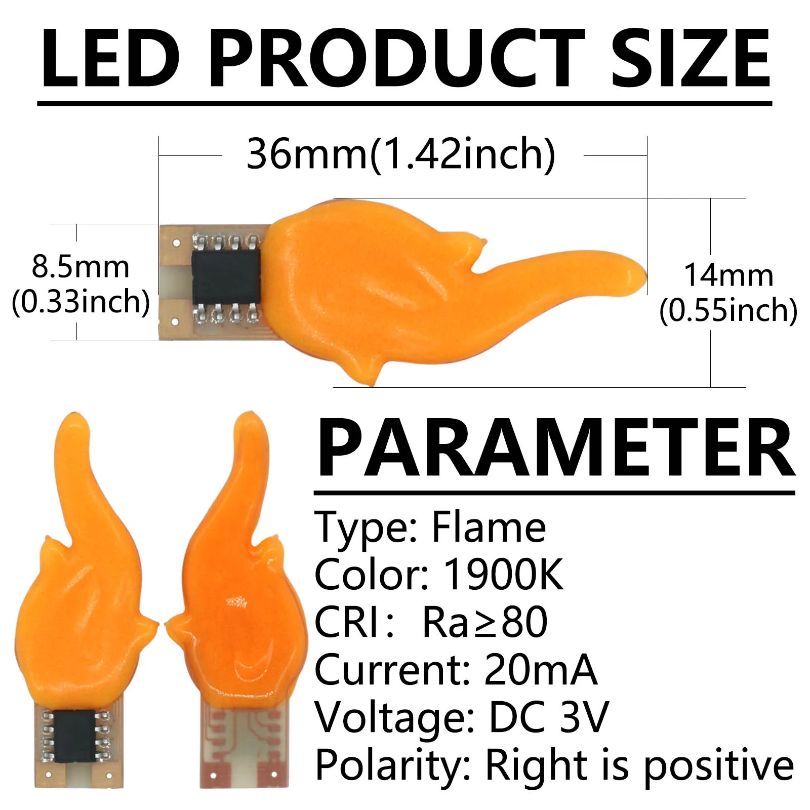 1pcs DC3V LED Filament Cob Flash Candle Edison 1900-2200K Diode Light Decoration Light Bulb Accessories Diy Retro Candle Light