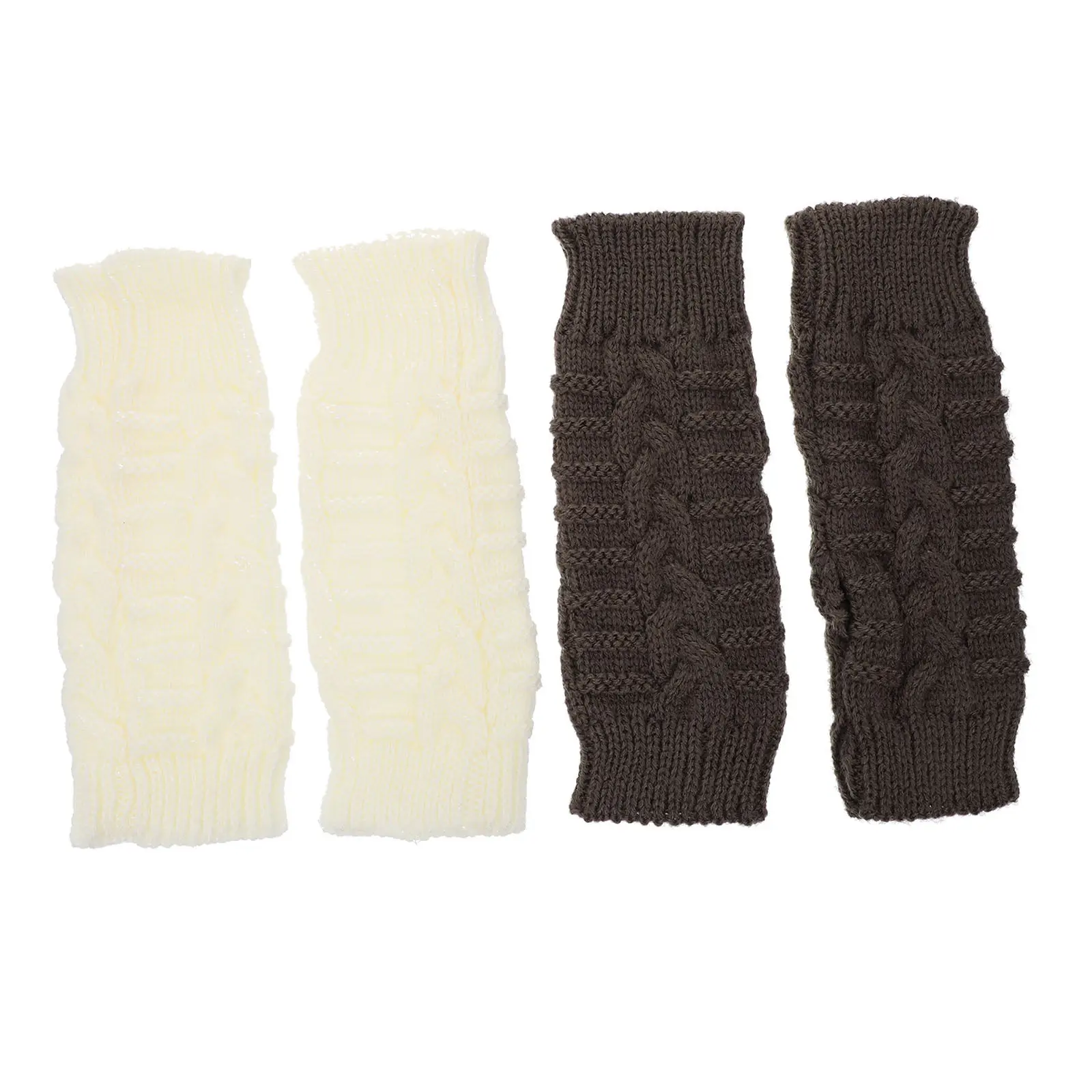 2Pairs Female Winter Warm Gloves Thermal Half-Finger Design Bamboo Storage Cold Resistance Lightweight Supple Knitted