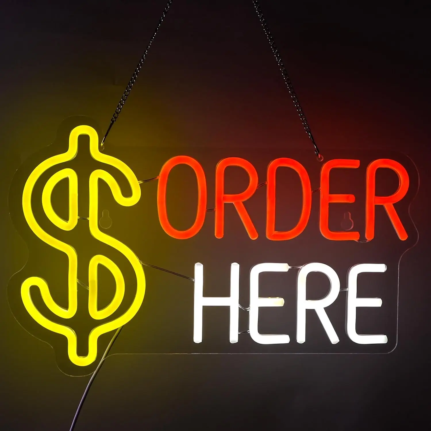 Order Here LED Neon Sign USB  Neon Night Light Wall Art Lamp for Restaurant Fast Food Cafe Retail Shop Business Wall Decor Gift