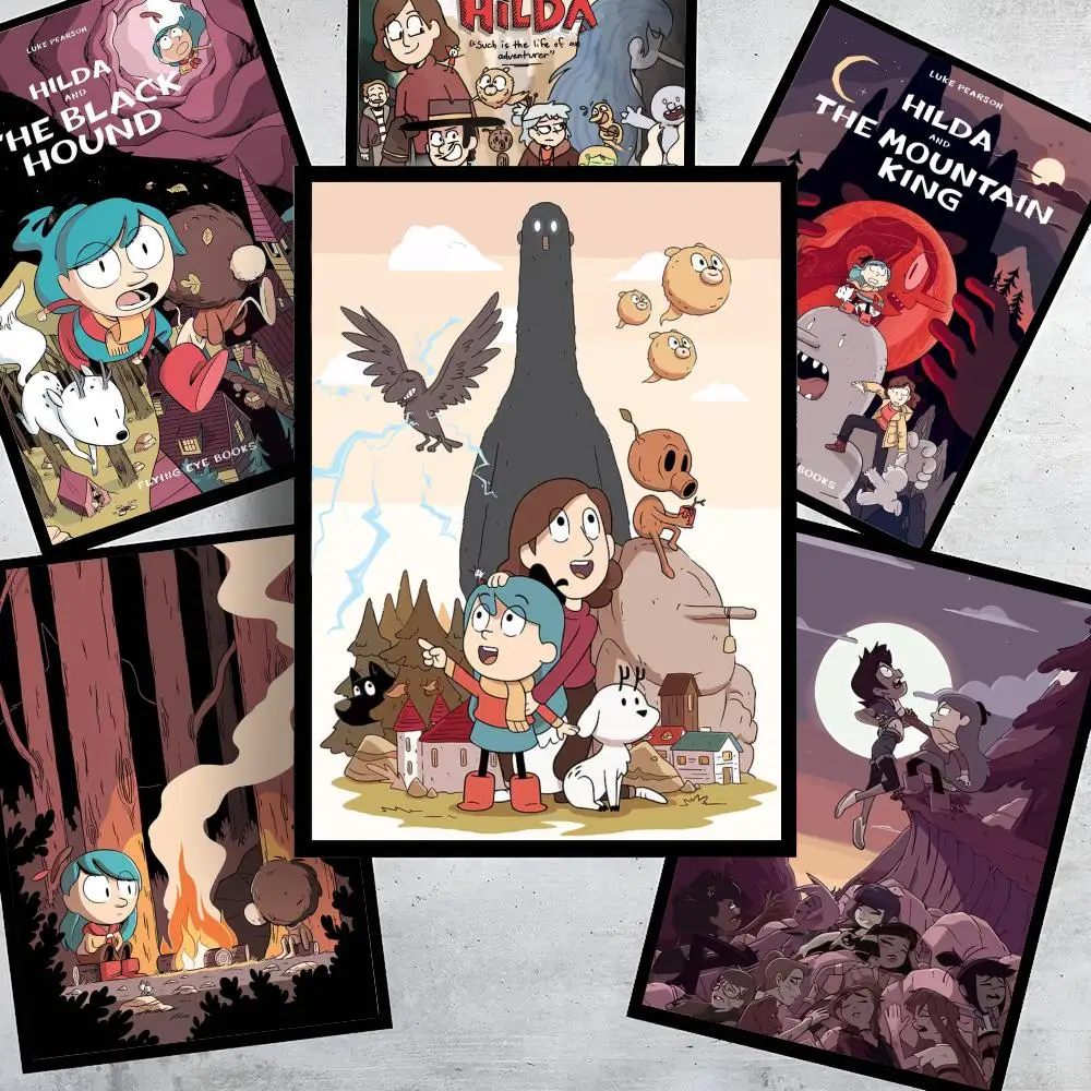 

Cartoon H-Hilda Poster HD Art Stickers Self-Adhesive Painting Modern Home Decor for Bedroom Living Room Wall Decals Gift