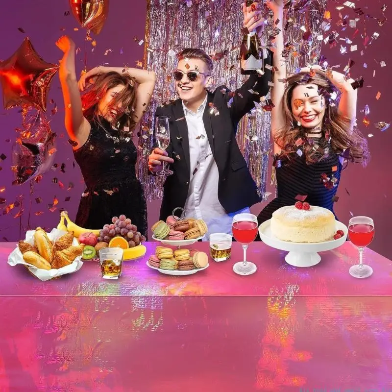 581C Metallics Lasers Design Spillproofs Table Cover 137x274cm Quick Cleanup For Celebration Birthdays And Indoor Outdoor Event