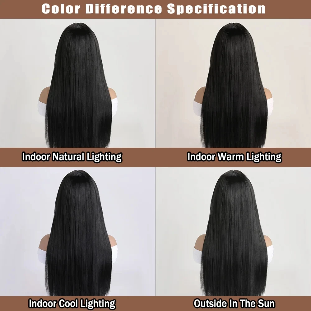 Meistverkaufte 26-Zoll-Synthetikperücke für langes glattes Haar für Halloween-Cosplay, Alltagsperücke, hitzebeständiges Haaraccessoire. – Detail 19