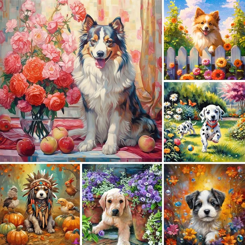 DIY 5D Diamond Painting Dog Westie Cocker Spaniel Collie Cross Stitch Kit Full Embroidery Mosaic Art Picture of Rhinestones Sale