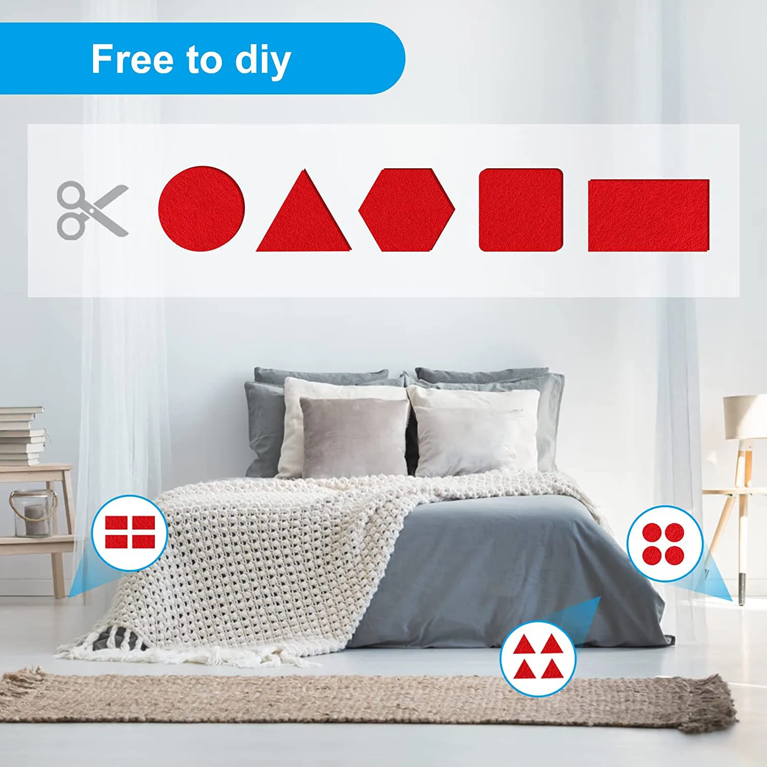 粘着フェルトグライダー、多目的パッド、赤いマットテープ、家具グライダー、40x150 cm