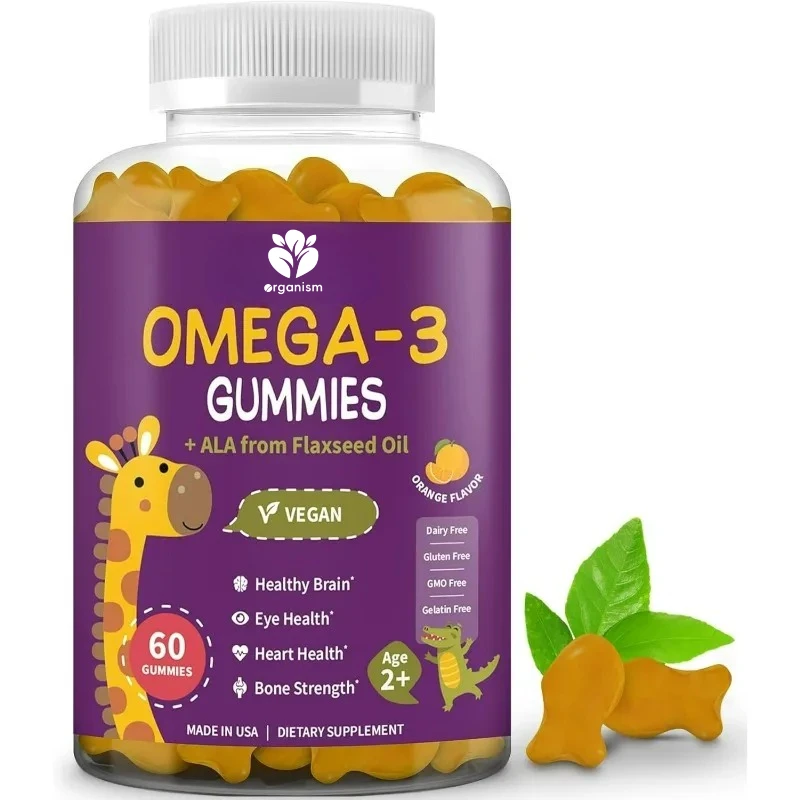 Omega 3 gummies, containing flaxseed oil | support brain growth, mental clarity, focus, and eye health