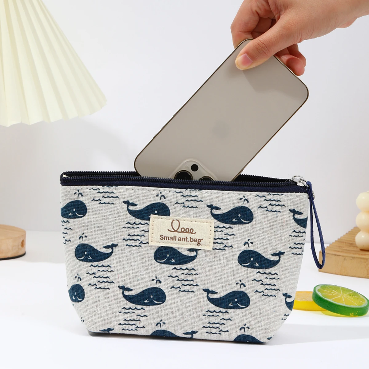 Japanische und koreanische Canvas-Kosmetiktasche, einfache und tragbare Reise-Aufbewahrungstasche, multifunktionale Studenten-Federtasche – Detail 19
