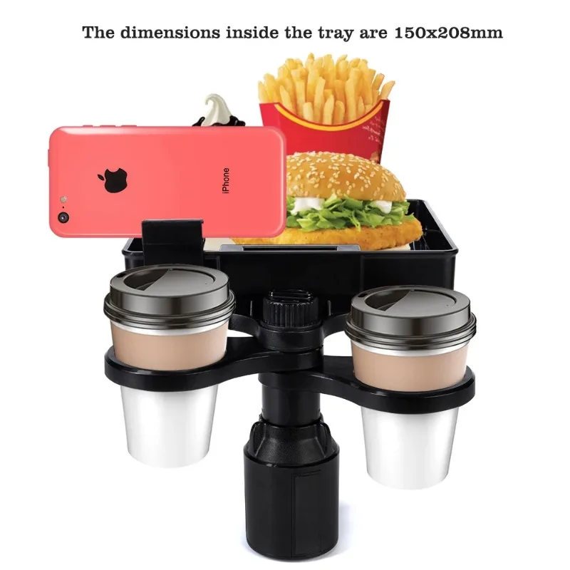 Multi cup car cup holder 360 degree rotating water bottle placement car cup holder car dining plate phone holder