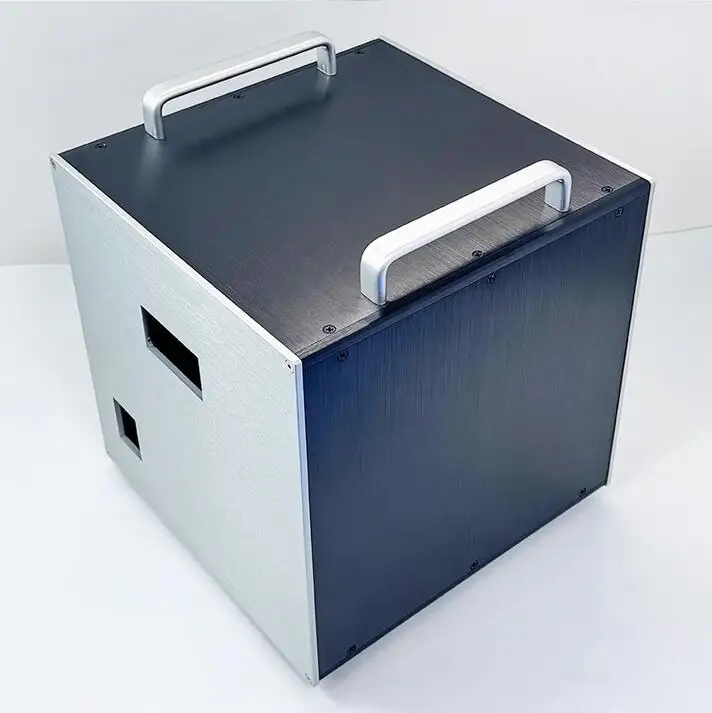 غلاف مزود طاقة منقسم من الألومنيوم مخصص ، حافظة ذاتية الصنع لعزل HIFI ، CNC ، معيار الولايات المتحدة ، 305x305x311mm