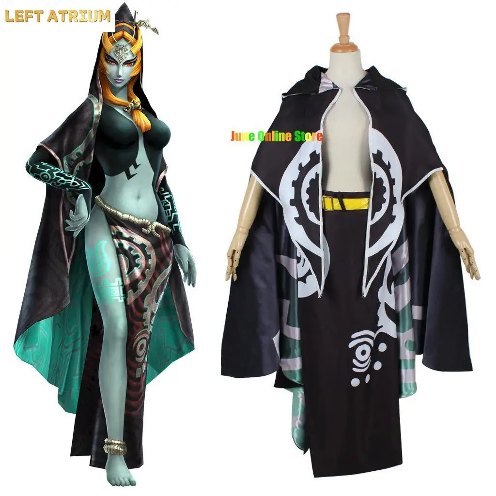 Disfraz de Midna para mujer adulta, traje de Cosplay para fiesta de Halloween, falda con capa sexy de Midna, conjunto completo de talla grande