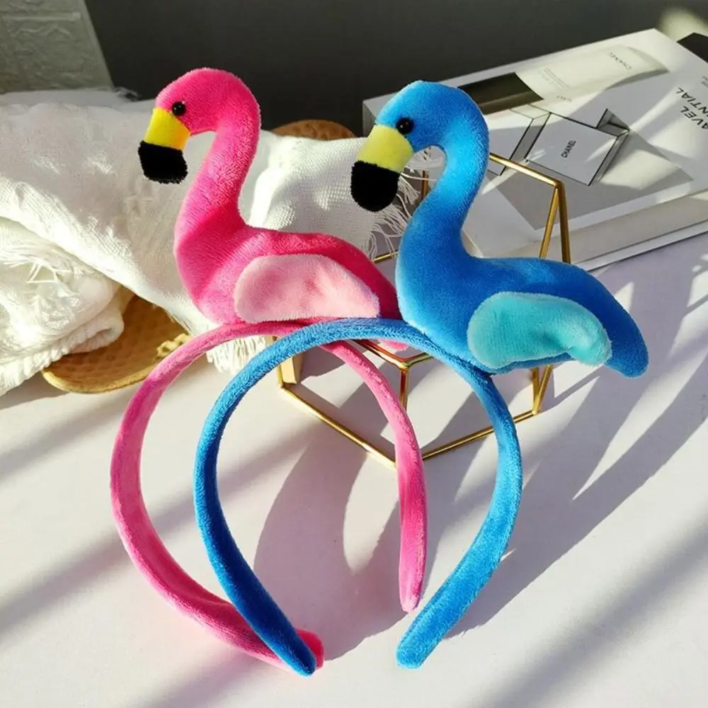 Diadema de Flamenco de Animal, accesorios para el cabello de cara Kawaii, aro de pelo de Animal, tocado de estilo coreano, aro de pelo de felpa diario