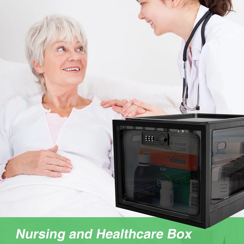 Medicine Lock Box Opbergdoos Koelkast Voedsel Lock Box Tablet Opbergkast Duurzaam Zwart Met Slot