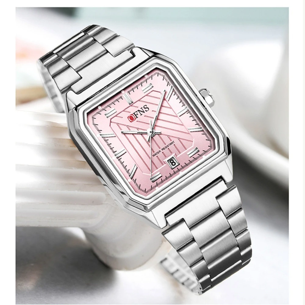 OFNS 1623 Fashion Simple Steel Strip Quartz Women's Watch Waterproof Calendar Exquisite Watches for Women Relogio Feminino Часы