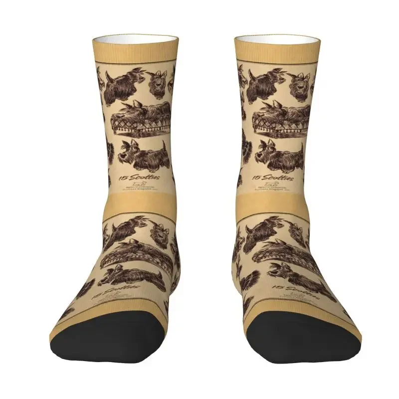 

Vintage Scottie Dog Men Women Crew Socks Unisex Cool 3D Printed Scottish Terrier Dress Socks