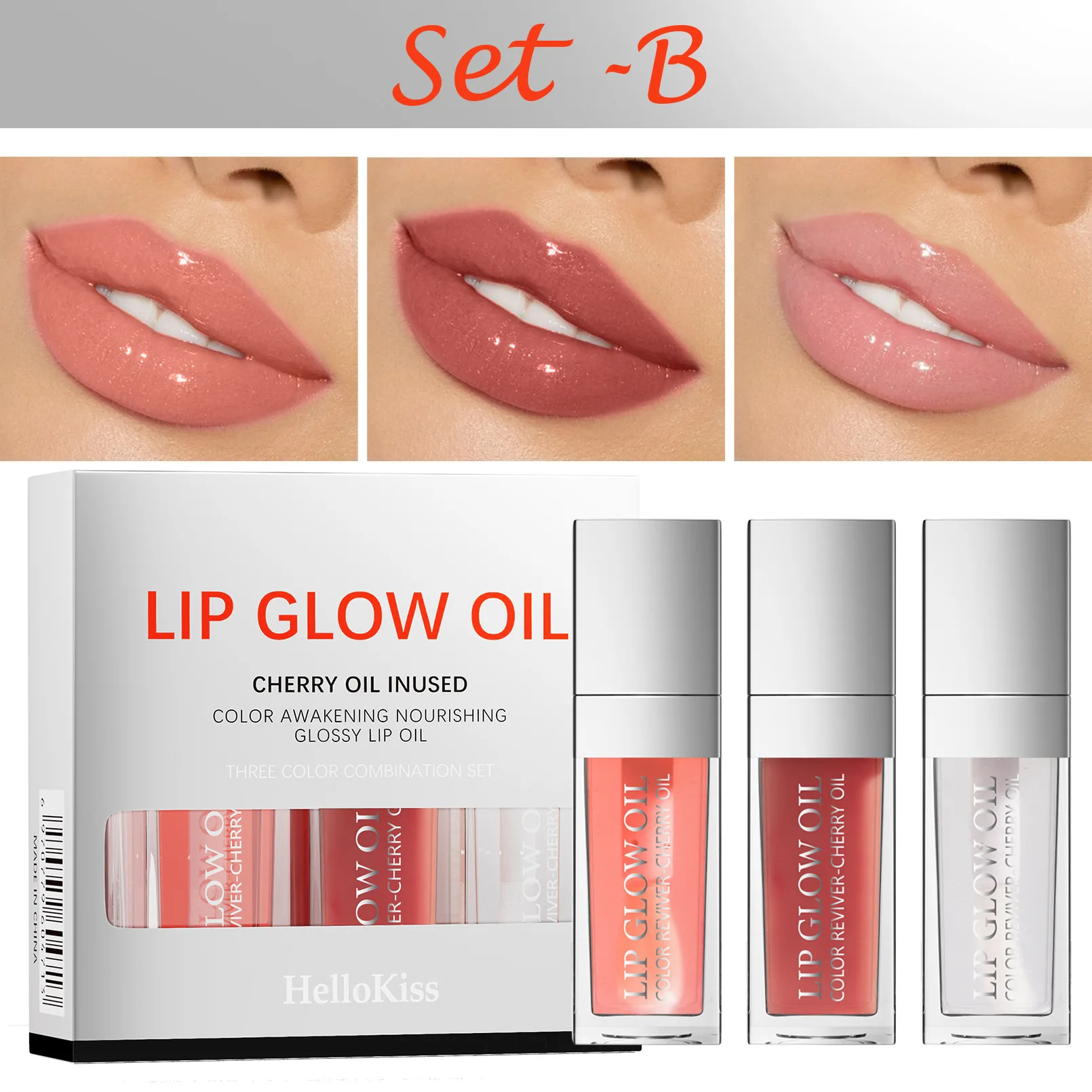 HelloKiss Mirror Hydrating Lip Oil, Moisturizing and Shining Water Light Lip Free Oil Set Lip Gloss