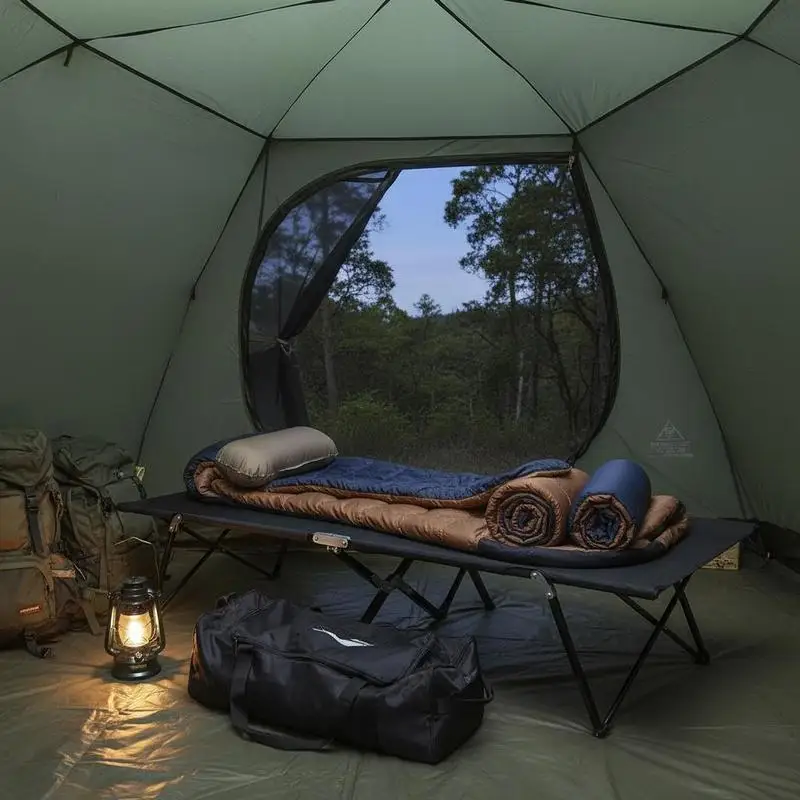 

Double Camping Cot Bed, with Bag - Black