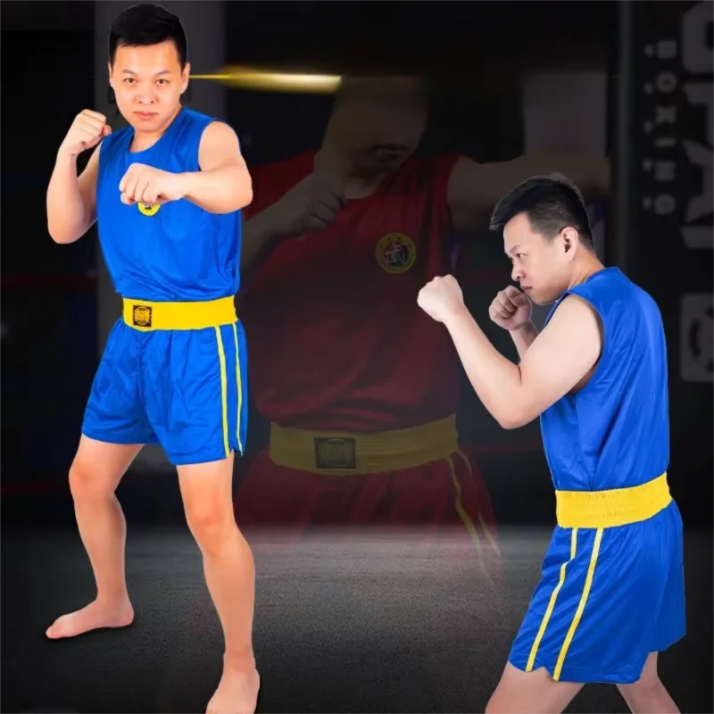 Unisex Boxing Uniform Sanda Suit Kongfu Uniform Wushu Clothing Martial Arts Boxing Trunks Performance Costume for Children Adult