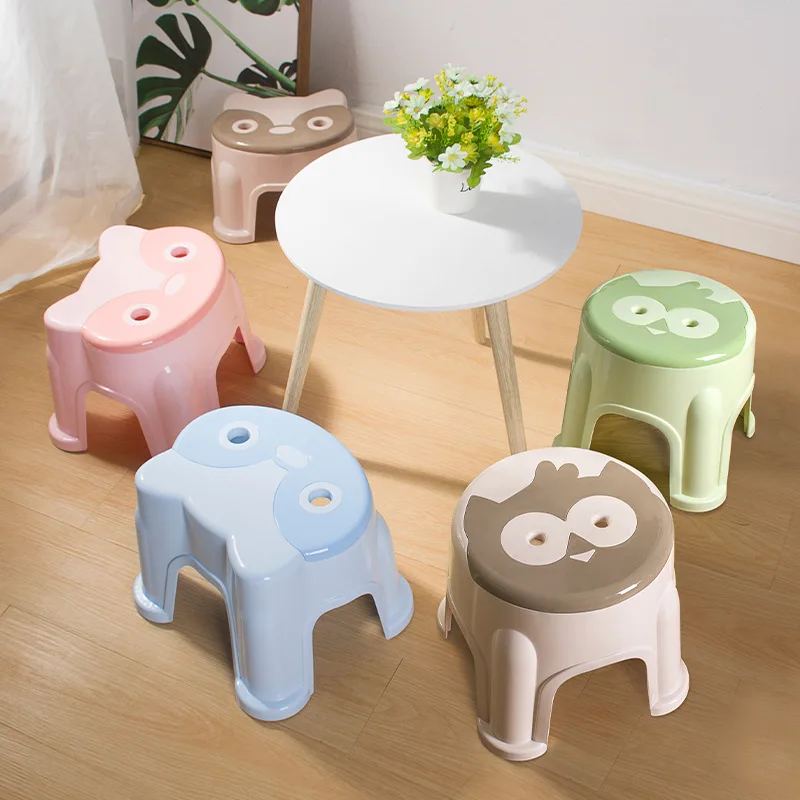 

Thickened large, shower low stools, medium, small plastic home children's chairs, cute cartoon anti slip stools, household