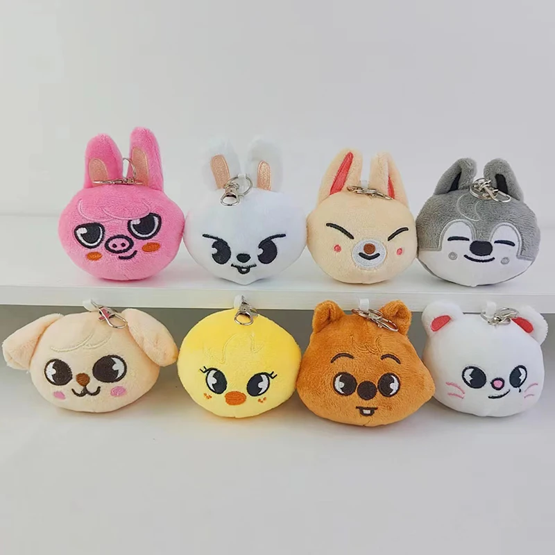 New Kpop Cute Plush Keychain Cat Fox Rabbit Cotton Doll Toy Keyring Backpack Bag Pendant Car Key Chains For Women Girls Gift