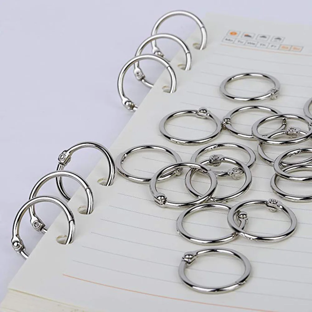 100pcs Metal Loose Leaf Binder Rings Multi-purpose Loose Paper Notebook DIY Photo Album Rings Keychain Rings